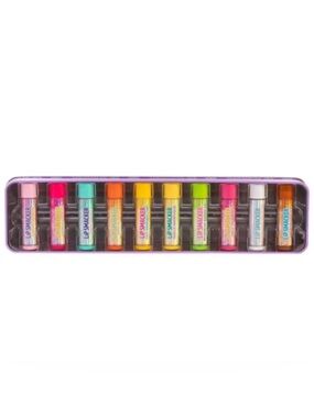 Lip Smacker Kids Lip Balm Set of 10 in Case with Lid - Assorted Bright Colors.